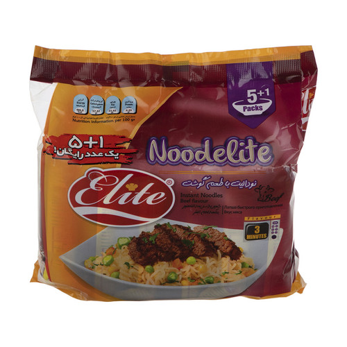 نودل با طعم گوشت الیت - 75 گرم بسته 6 عددی