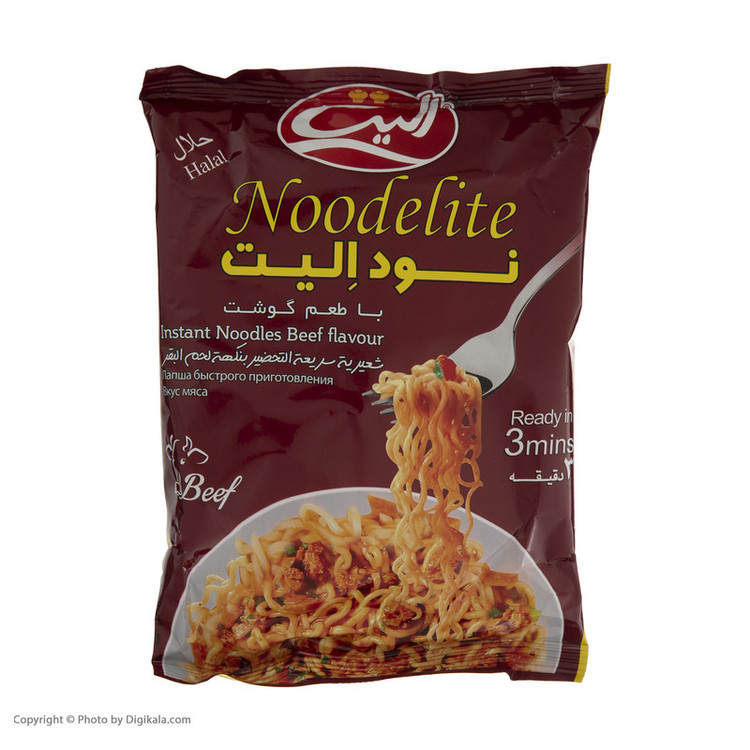 نودل با طعم گوشت الیت - 75 گرم بسته 6 عددی