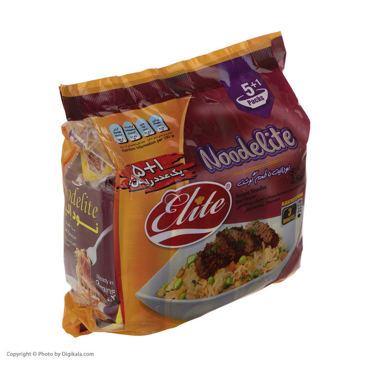 نودل با طعم گوشت الیت - 75 گرم بسته 6 عددی